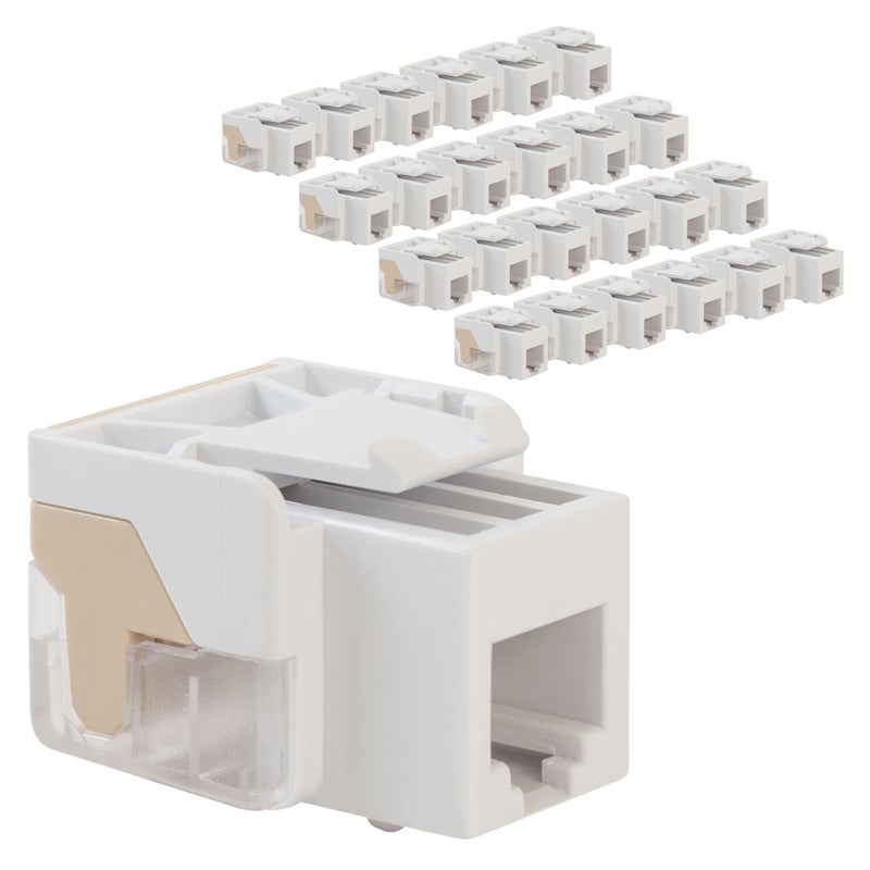 ICC Voice Grade Telephone Keystone Jack with Inline IDC (Easier Termination), 6P6C RJ11, UL Listed TAA Compliant for Wall Plate or Patch Panel, Works with JackEasy Termination Tool, White 25 Pack - Image 1